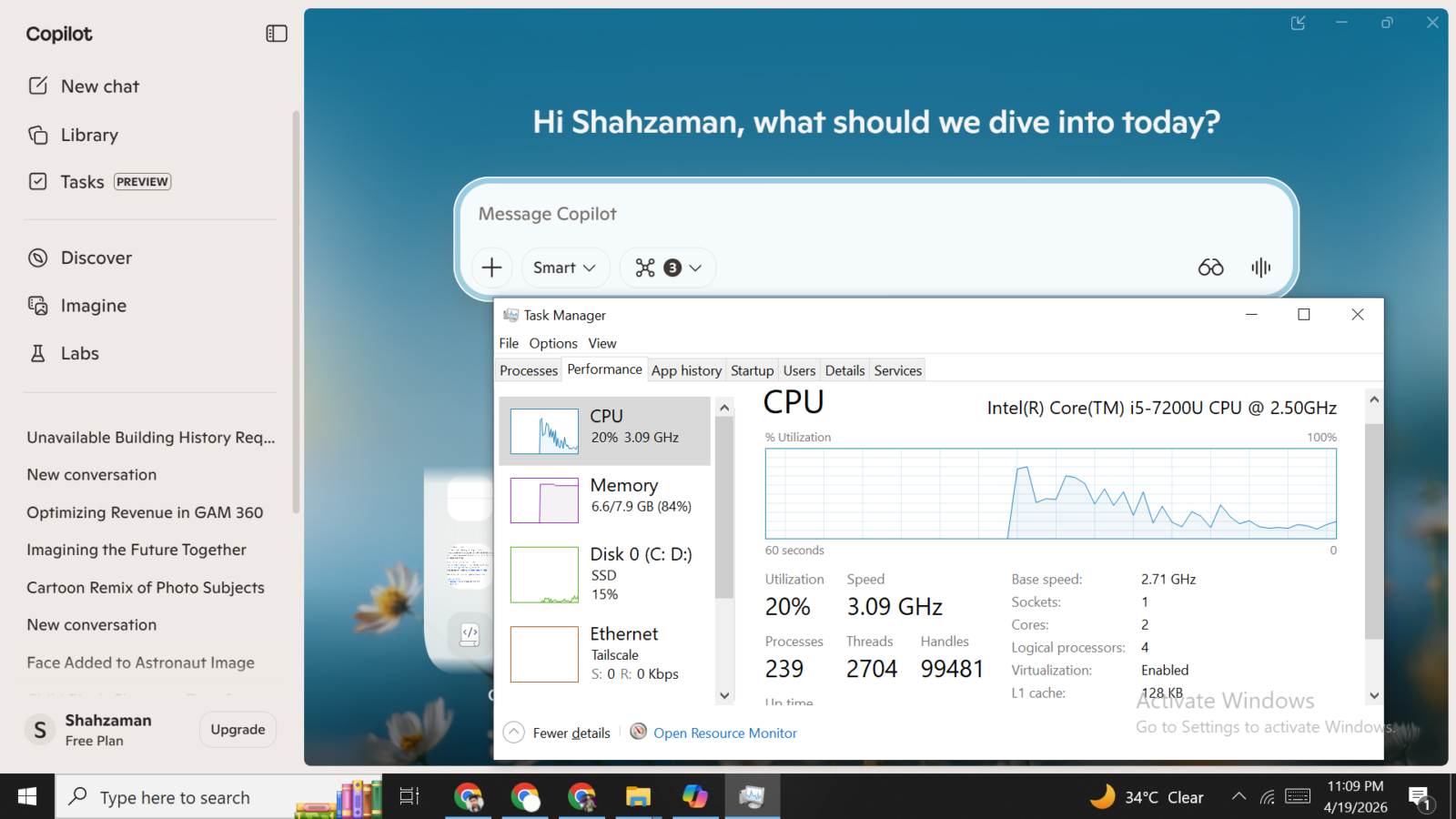 HP ProBook 640 G4 running Microsoft Copilot Advanced